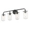 Z-Lite Delaney 4 Light Vanity, Matte Black & Clear 471-4V-MB - alternate 1